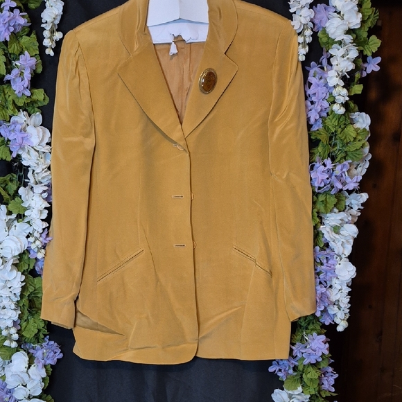 Kasper Jackets & Blazers - Kasper Mustard Velvet Blazer Jacket